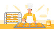 © naka - Baker Decorating Pastries with Glaze in a Bakery Setting