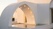 © Jawadz - Elegant white architectural archway frames a tranquil water feature, subtly illuminated by warm lights, creating a serene and luxurious modern design aesthetic