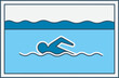 © Minar - Professional blue vector illustration of a person swimming in a pool or open water. Minimalist design ideal for aquatic sports branding, swimming lesson advertisements, and fitness lifestyle graphic.