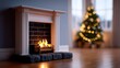 © Matcha_09 - Cozy fireplace with glowing flames and blurred Christmas tree lights in a warm home interior for holiday ambiance and festive atmosphere