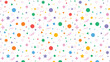 © Abid - Colorful array of assorted geometric confetti shapes and celebratory elements scattered randomly across a bright white background creating a festive seamless pattern design.