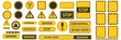 © vector gelary - Collection of yellow and black caution frames, warning borders, and attention label templates for ranked industrial graphics, construction safety posters, alert symbols, hazard signage