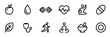 © Bundle Master - Icons health and wellness set with minimalist designs and simple shapes featuring fitness, nutrition, apple with water and dumbbell elements for heart, yoga projects, clean composition on simple