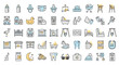 © rem - Colorful Baby Care and Newborn Essentials Line Icons Set