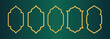 © Tahmina - Golden Ornate Frame Overlay Collection with Symmetrical Curved and Pointed Designs Featuring Traditional Islamic and Middle Eastern Motifs on Dark Green Gradient Background for Decorative, Elegant, an