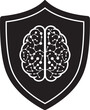 © Sidra - Black shield icon with white brain illustration and neural network connections for security, protection, and intelligence concepts