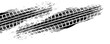 © ifon - Grunge tire tracks, wheel braking marks. Truck, car or motorcycle tread pattern silhouettes. Auto race, motorsport, speed racing design element. Vector illustration
