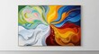 © sambath - A vibrant abstract painting with swirling colors and dynamic shapes on a white background.