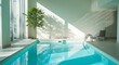© sablengjago - Indoor pool with tree, lounger, and natural light casting shadows