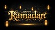 © shiper - Happy Ramadan golden calligraphy celebration with lanterns and festive lights background