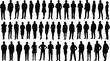 © Enamul - Business people silhouettes set, diverse standing men and women, corporate team collection, isolated on white background, professional crowd concept illustration