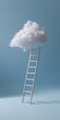 © Andrii Zastrozhnov - White ladder reaching a single cloud in minimalist blue sky setting