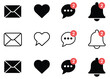 © welcome  saiful   - Web notification and alert vector icon collection, featuring bell icons, new email messages, alarm reminders, love and like reactions