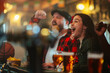 © Zamrznuti tonovi - Friends enjoying sports in a bar cheering and celebrating