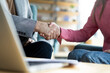 © opolja - Business people, handshake and welcome for meeting, partnership deal and employee collaboration