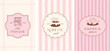 © Marina Zlochin - Retro pastry shop and bakery label set. Vintage illustrations of cakes and sweets for cafe logos and branding.