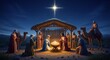 © 724ingaborg - Nativity scene depicting the birth of jesus christ with mary joseph shepherds and wise men under a bright star