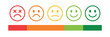© BASAR BIN HABIB - Feedback Scale with Emoticons, colorful vector illustration of five emoji from sad to happy with rating slider, isolated on white background, suitable for surveys, reviews, user experience, satisfacti