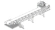 © Fais - Detailed isometric line drawing of a long industrial conveyor belt system.
