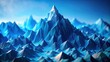© udomsak - Crisp blue hues evoke a sense of serenity atop a rugged, abstract geometric mountain