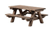 © Hirak - Rustic wooden picnic table with benches, outdoor furniture for gatherings and recreation isolated on transparent background