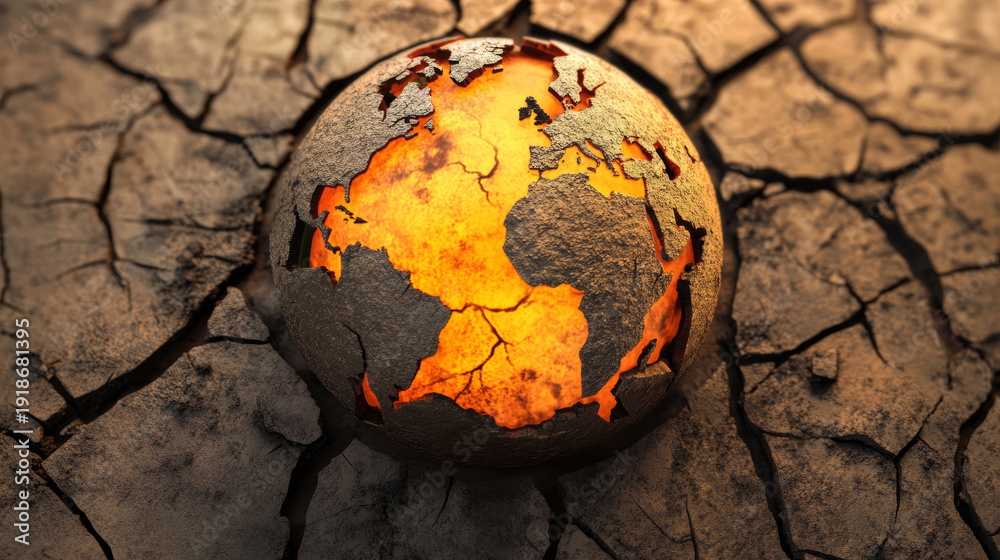 Cracked earth globe climate change drought heat global warming cracked ...