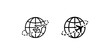 © MstPoliAkther - Two global travel icons showing airplane flying around earth globe with dotted orbital path, symbolizing international journeys and worldwide flight routes