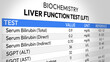 © DETHAL - Liver Function Test Report. LFT, ALT AST Bilirubin Analysis, Enzyme Levels Assessment, Hepatic Health Screening, Diagnostic Evaluation and Clinical Monitoring Insights. Random LFT Test Report. 2D