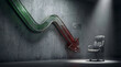 © AH Project - Financial crisis concept with falling arrow graph and empty office chair