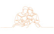 © shrabon2005 - Continuous one line drawing students woman and man reading Couple reading together.