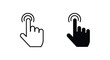 © Abbas - Two distinct icon representations of a hand finger tapping or clicking gesture shown side by side in outline and solid black styles