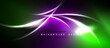 © antishock - Abstract vibrant design. Smooth flowing lines, purple, green, white hues create dynamic visual effect. Dark background enhances luminosity.