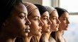 © 5 Grace Media - Diverse group of women standing in a row, looking forward with determination.