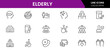 © oneflock - Elderly icon set. elderly care, pension, vision loss, and more. line icon style. old age element vector illustration