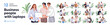 © Good Studio - Business people with laptop set. Corporate professional office teams showing computer screen, digital report, project and presentation on display. Flat vector illustration isolated on white background