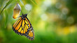 © Nataliya - Delicate butterfly emerging from cocoon wings glowing, vibrant colors transformation renewal symbolizing, blurred spring meadow background metamorphosis visualization, with copy space