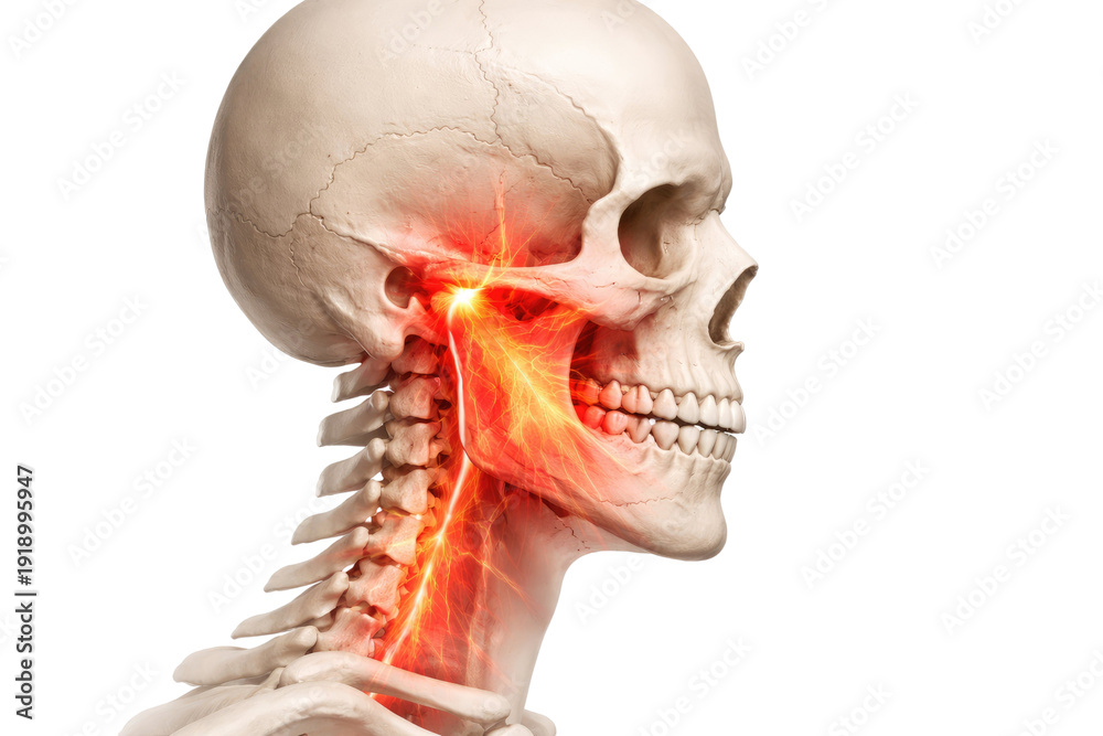 Photo Stock Human Skull Anatomy with Trigeminal Neuralgia Facial Nerve ...