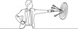 © Mofazzelh - Continuous one line drawing businessman hand throwing away broken arrow target board. Changing the mindset about the life goals. More directed and focused. one line Icon drawing