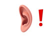 © Ева Поликарпова - A close-up shot of an ear with a red exclamation mark symbol on the outer rim, often used to draw attention