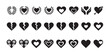 © FARJANAAKTER - Solid black heart icons featuring laurel wreaths broken shapes and floral patterns for logo design