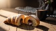 © Lemdah - A warm, inviting breakfast scene croissant, chocolate, and coffee