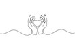 © Line Art King - Hands holding heart symbol care support continuous line drawing