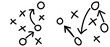 © Quirk Craft Studio - Hand draw strategy game plan for football, basketball, handball, sketched black marker, isolated on white, clipping path, design elements. Sketch style illustration of arrows with X and O symbols.