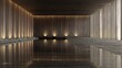 © minang - Interior of a modern architectural space featuring a tranquil water feature illuminated by warm accent lighting.