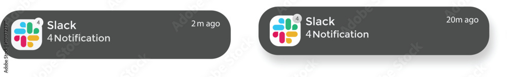 Slack iOS notification alert UI template. Slack App Logo with ...