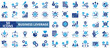 © Uniconlabs - business leverage icon set flat style illustration. containing competitive edge, economic scale, synergy effect, strategic advantage, growth potential, equity funding, profit maximization