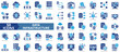 © Uniconlabs - data infrastructure icon set flat style illustration. containing cloud computing, latency reduction, automated backup, scalability planning, resource allocation, fault tolerance, high availability