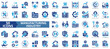 © Uniconlabs - lean manufacturing industry icon set flat style illustration. containing production line, material handling, waste reduction, resource allocation, energy system, logistics coordination