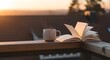 © Essential - Cozy Morning Reading with Coffee on a Balcony at Sunrise.