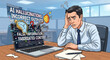 © Thai - Businessman Analyzing AI Hallucination and Incorrect Digital Output Showing False Information with Fabricated Data Content on Holographic Interface Display
